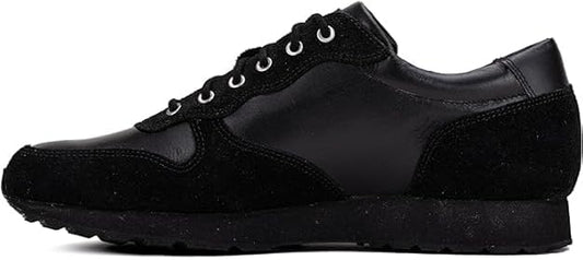 A pair of black semi-formal lace-up fashion shoes made of premium suede leather, with a rubber sole.