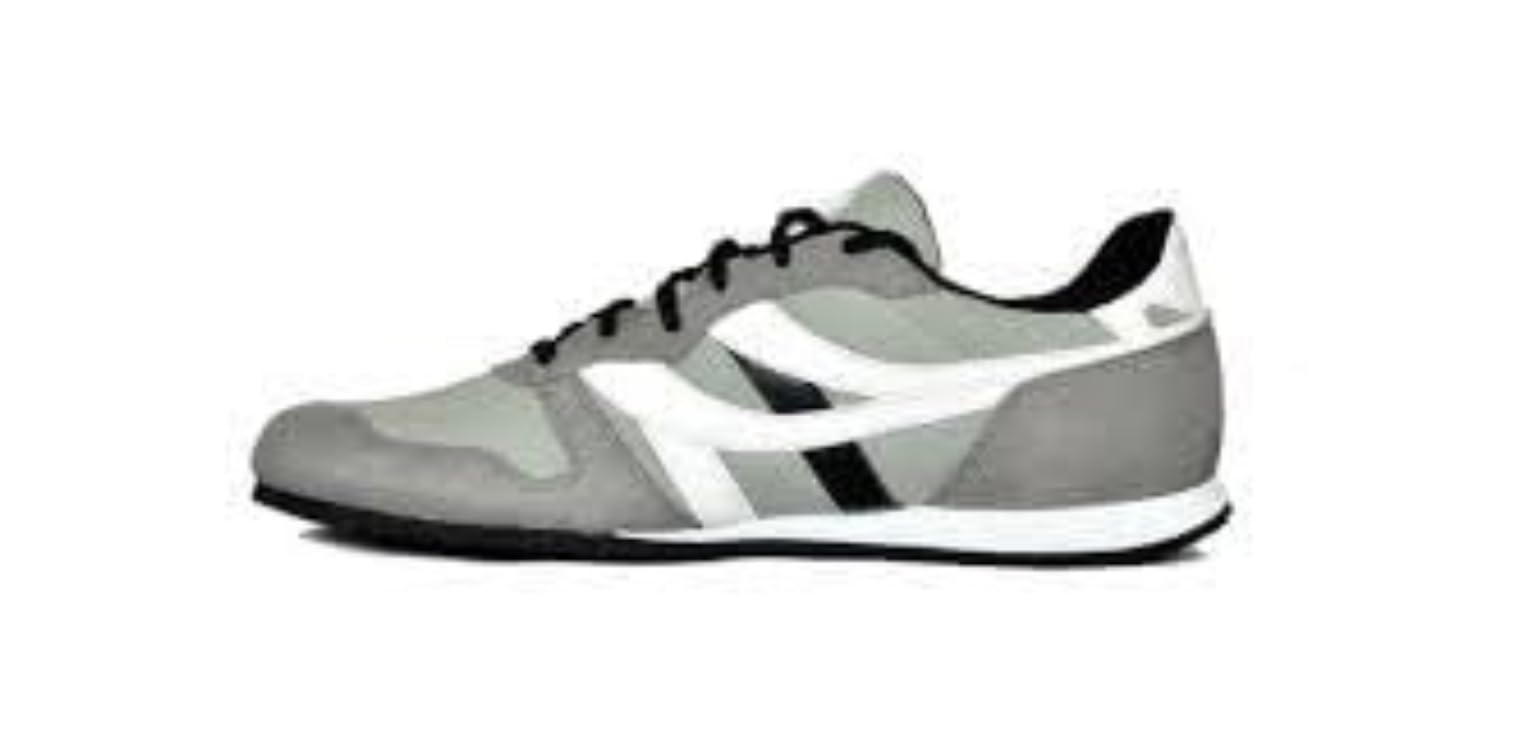 A pair of gray SEGA suede leather sneakers with lace-up closure.