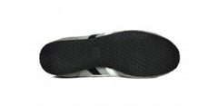 A pair of gray SEGA suede leather sneakers with lace-up closure.