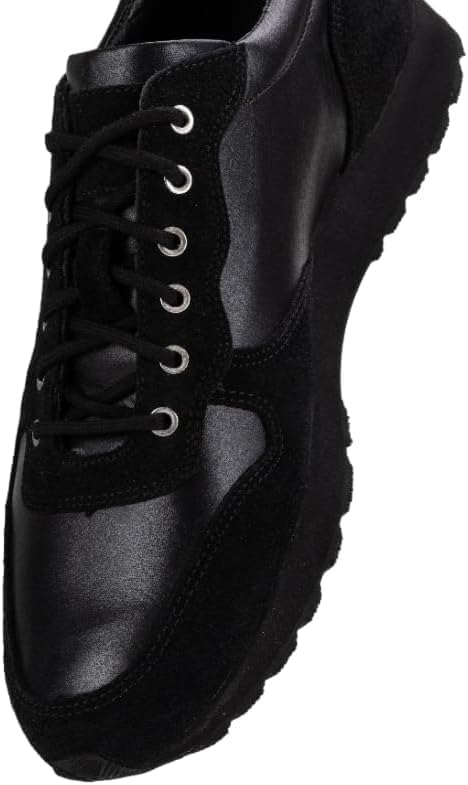 A pair of black semi-formal lace-up fashion shoes made of premium suede leather, with a rubber sole.
