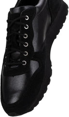 A pair of black semi-formal lace-up fashion shoes made of premium suede leather, with a rubber sole.