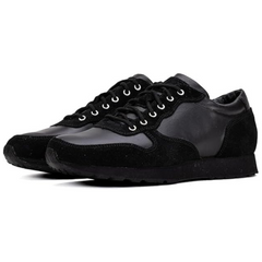 A pair of black semi-formal lace-up fashion shoes made of premium suede leather, with a rubber sole.