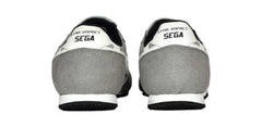 A pair of gray SEGA suede leather sneakers with lace-up closure.