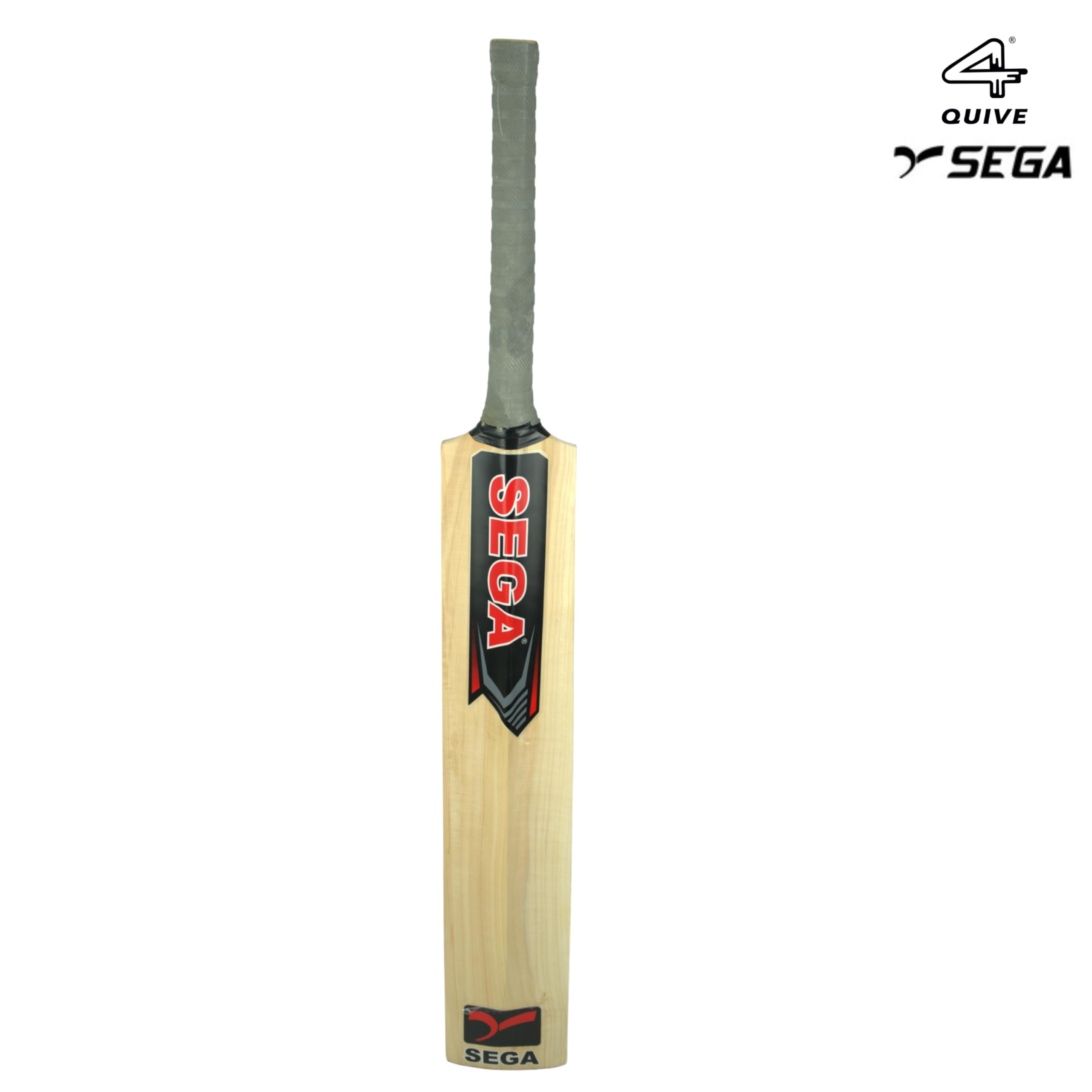A pair of Sega English Willow cricket bats with blue grip handles, one with the Sega logo visible, and the other displaying the text '4' indicating the model number.
