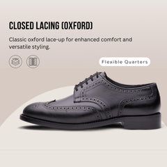 QUIVE LONDON Black Men's lace-ups Oxford Premium Leather Shoes | Formal Footwear | Secure Lace-Up Deign | Smart Wear Office | Weddings | Parties | Shoes for Men UK