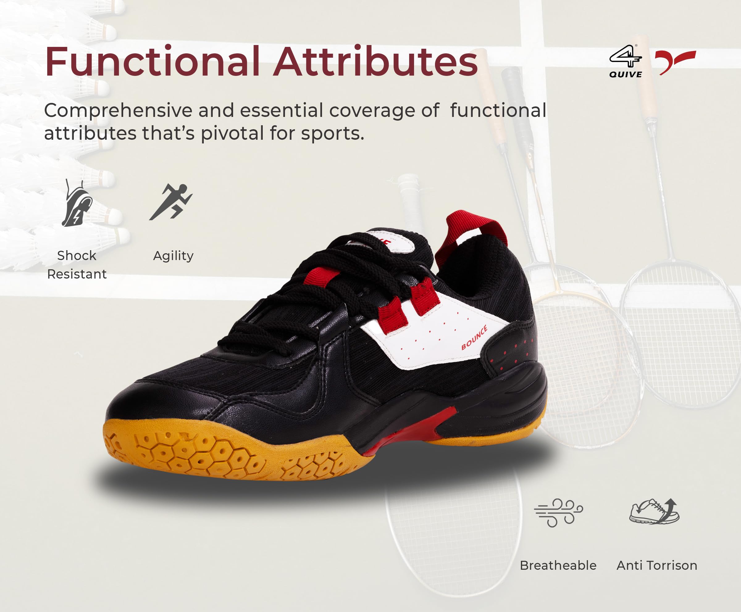 Bounce, Badmintion, Tennis, Squash, Table Tennis, Volleyball, Shoes, Sports, Segastore, Quive, Quive London