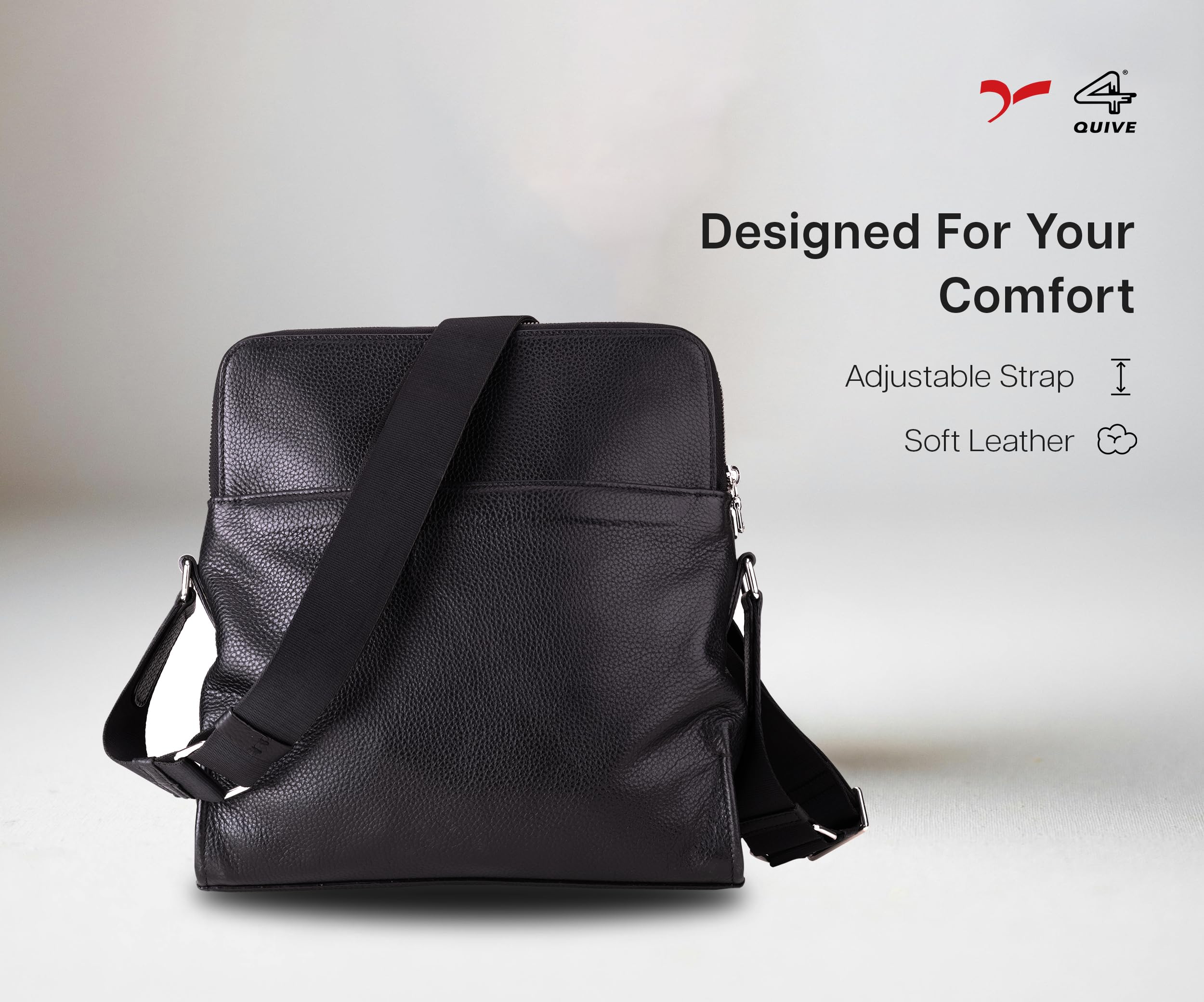 Quive Black hand made leather suede cross body shoulder messenger bag
