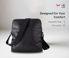 Quive Black hand made leather suede cross body shoulder messenger bag