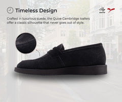 Pair of black loafers on a white background