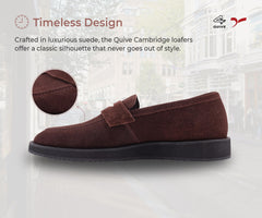 A pair of brown suede leather moccasin loafers for men.