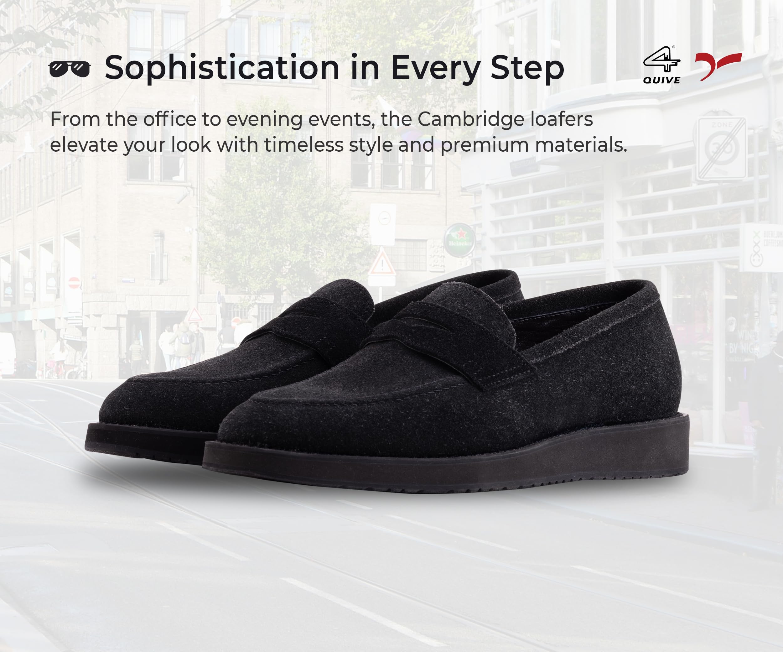 Pair of black loafers on a white background