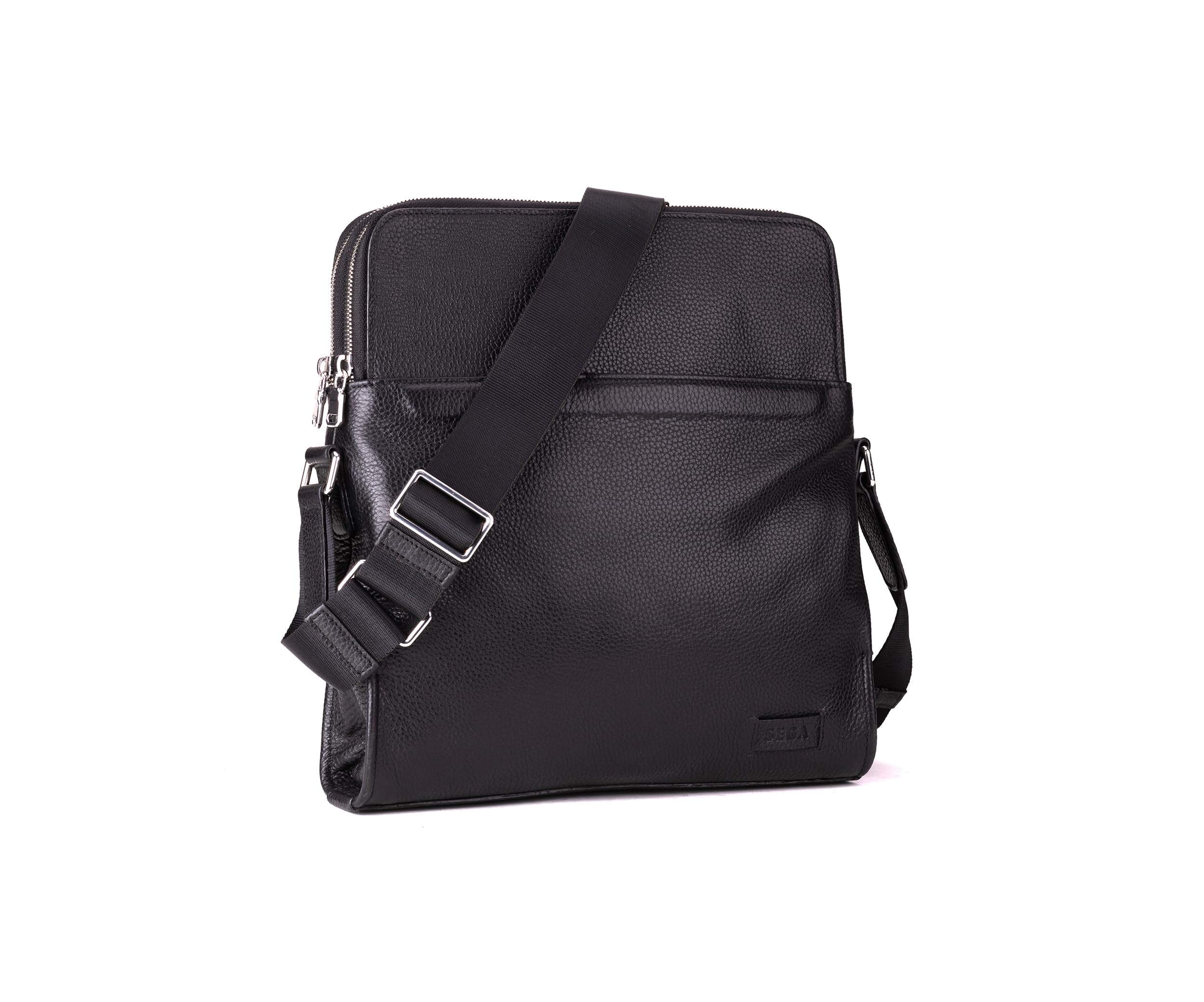 Quive Black hand made leather suede cross body shoulder messenger bag