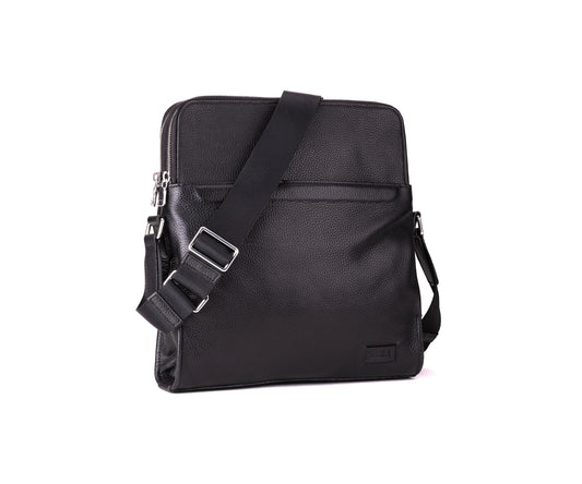 Quive Black hand made leather suede cross body shoulder messenger bag