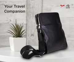 Quive Black hand made leather suede cross body shoulder messenger bag