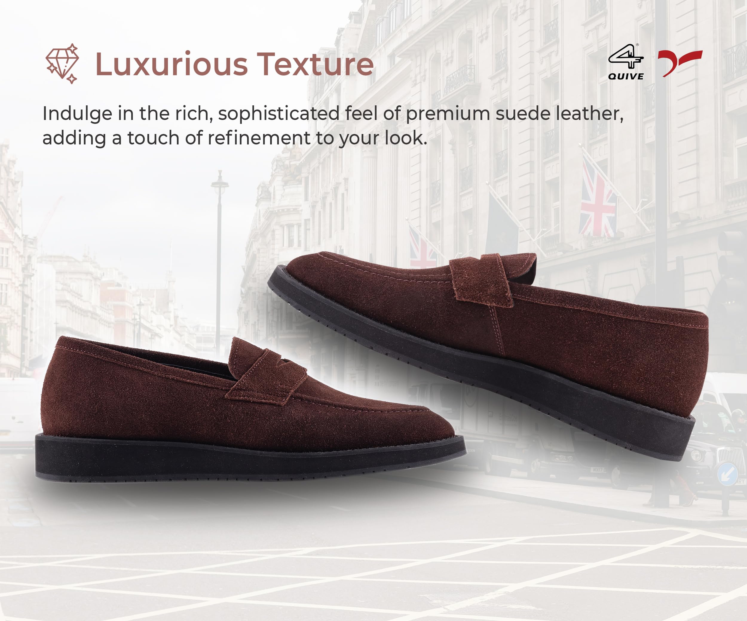 A pair of brown suede leather moccasin loafers for men.
