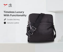 Quive Black hand made leather suede cross body shoulder messenger bag