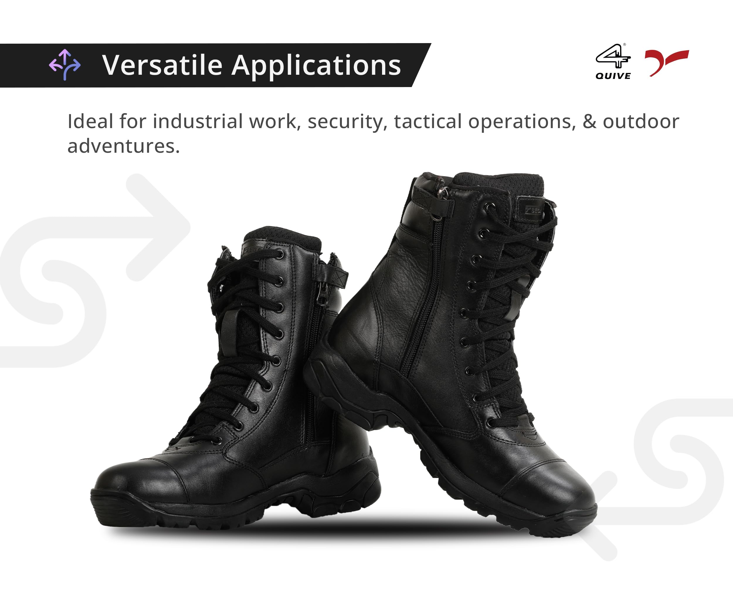 A pair of black leather mid-calf combat boots designed for men.
