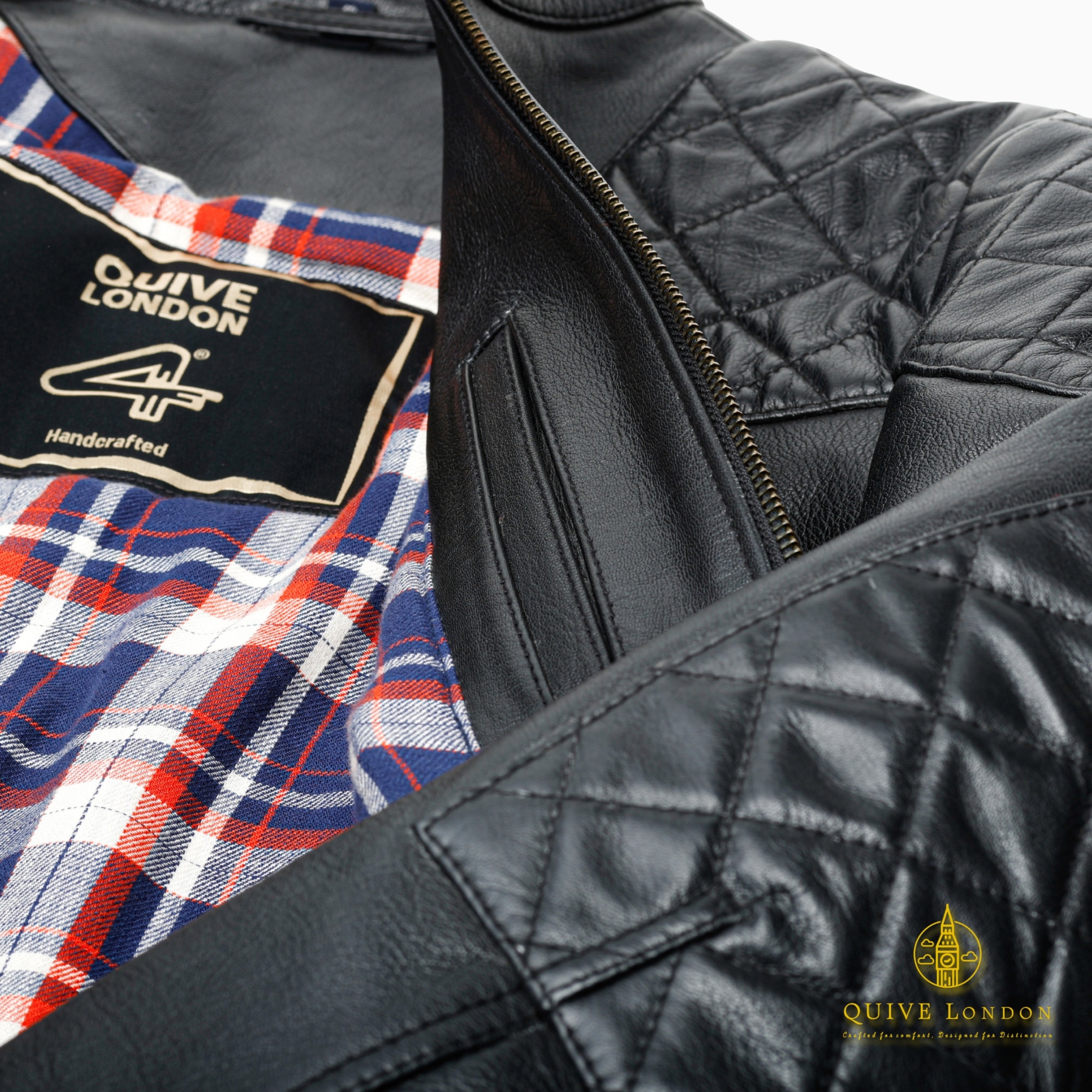 Black leather jacket a white background