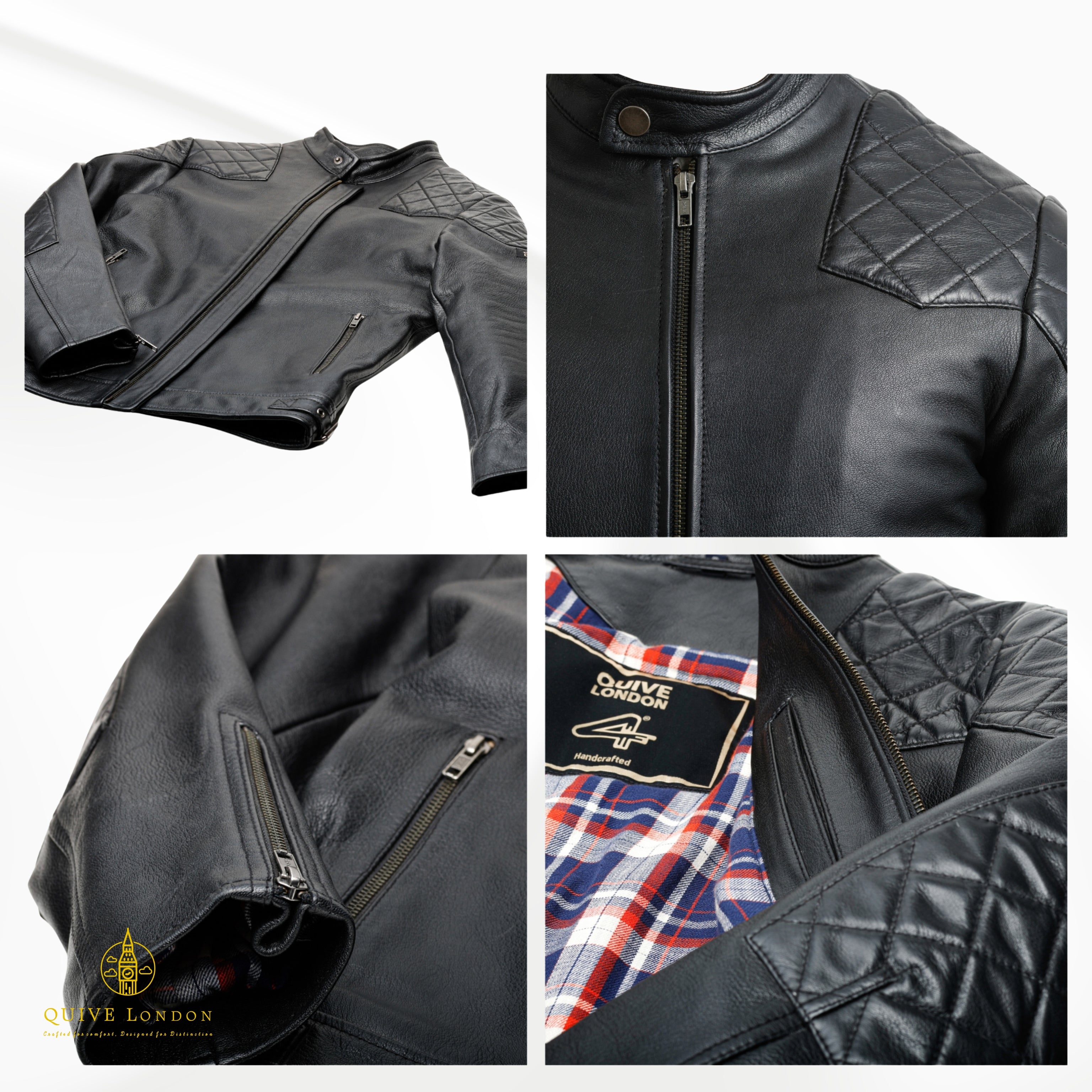 Black leather jacket a white background