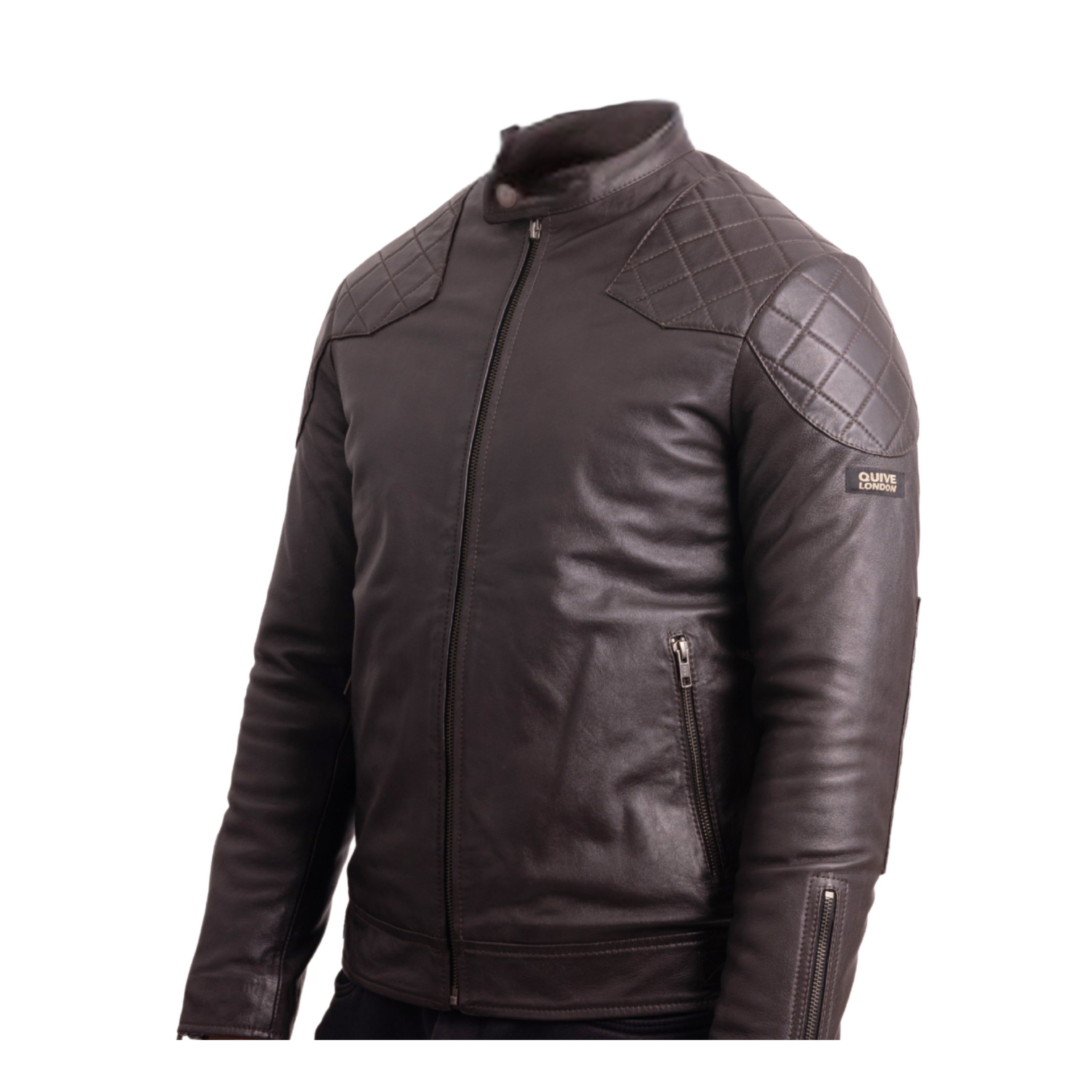 Brown leather jacket a white background