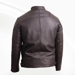 Brown leather jacket a white background