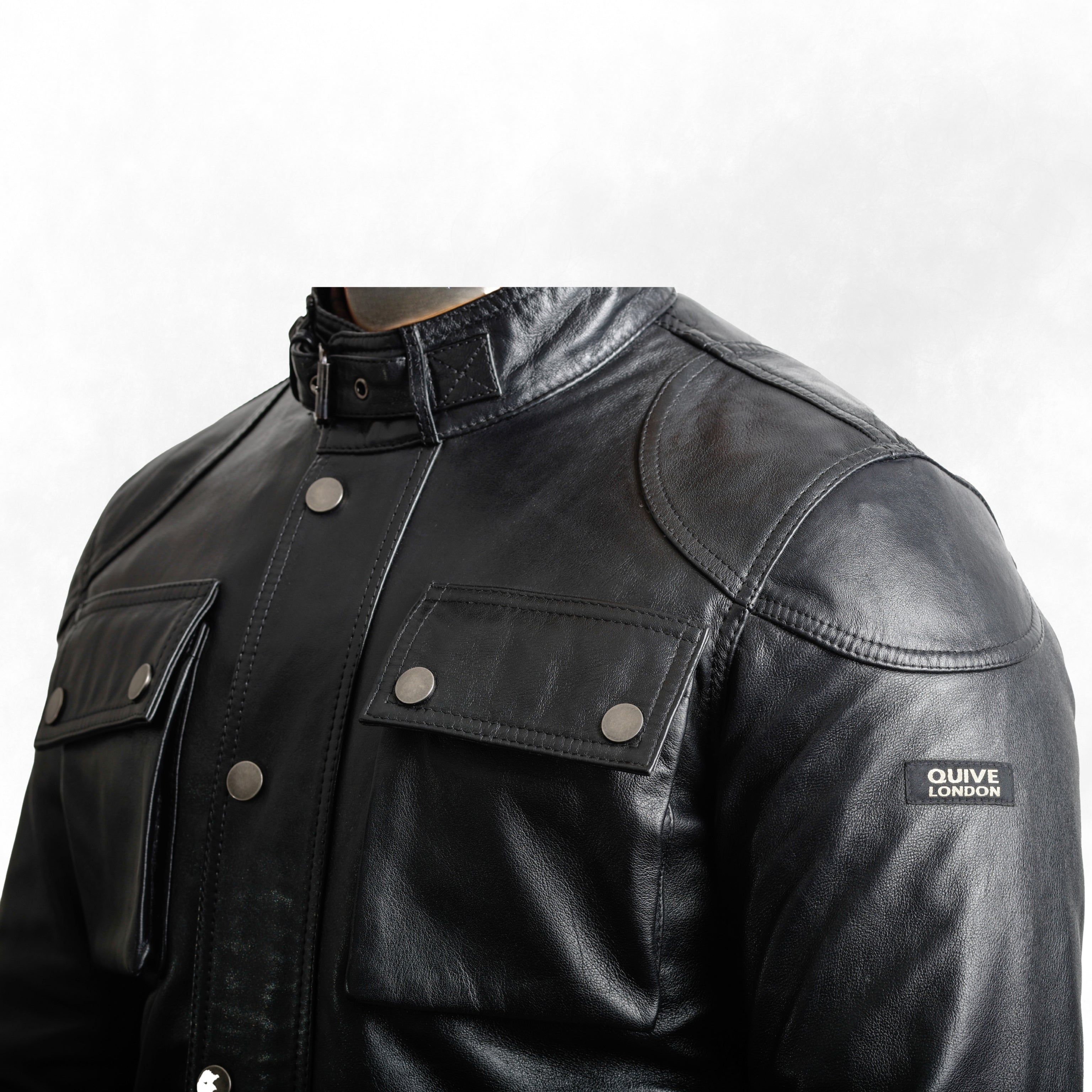 Black leather jacket handmade with sheepskin premium quality