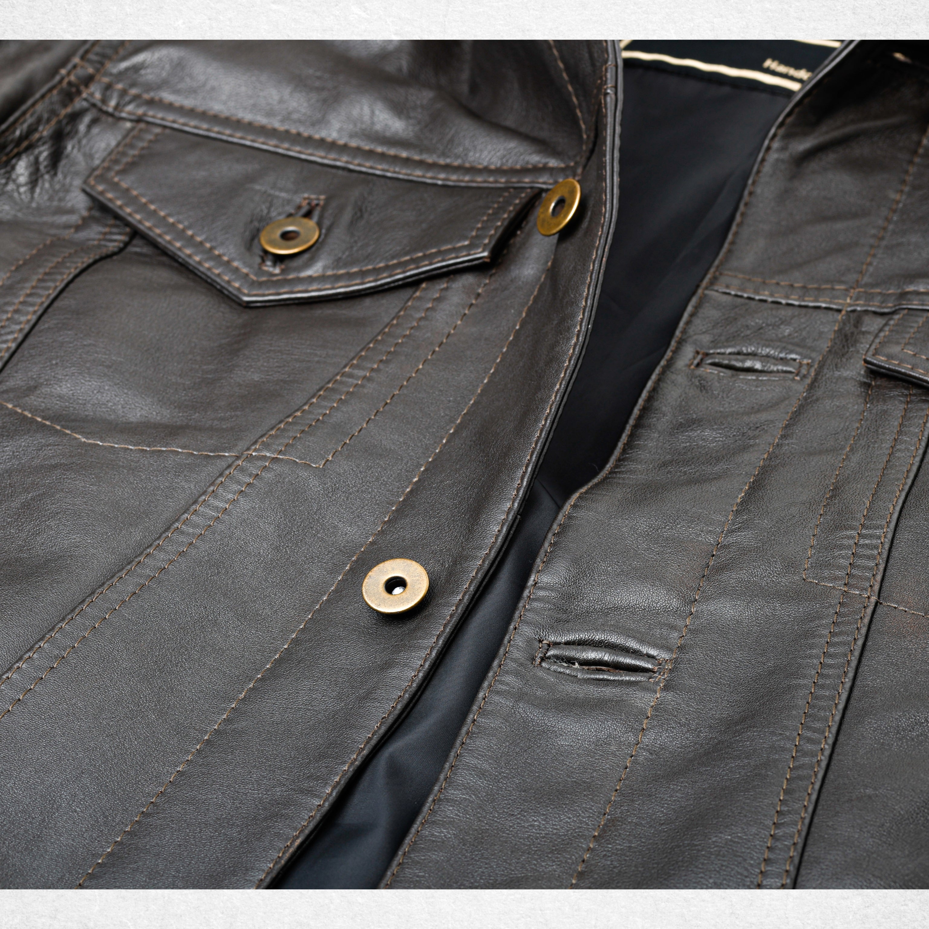 Brown leather jacket premium sheepskin suede