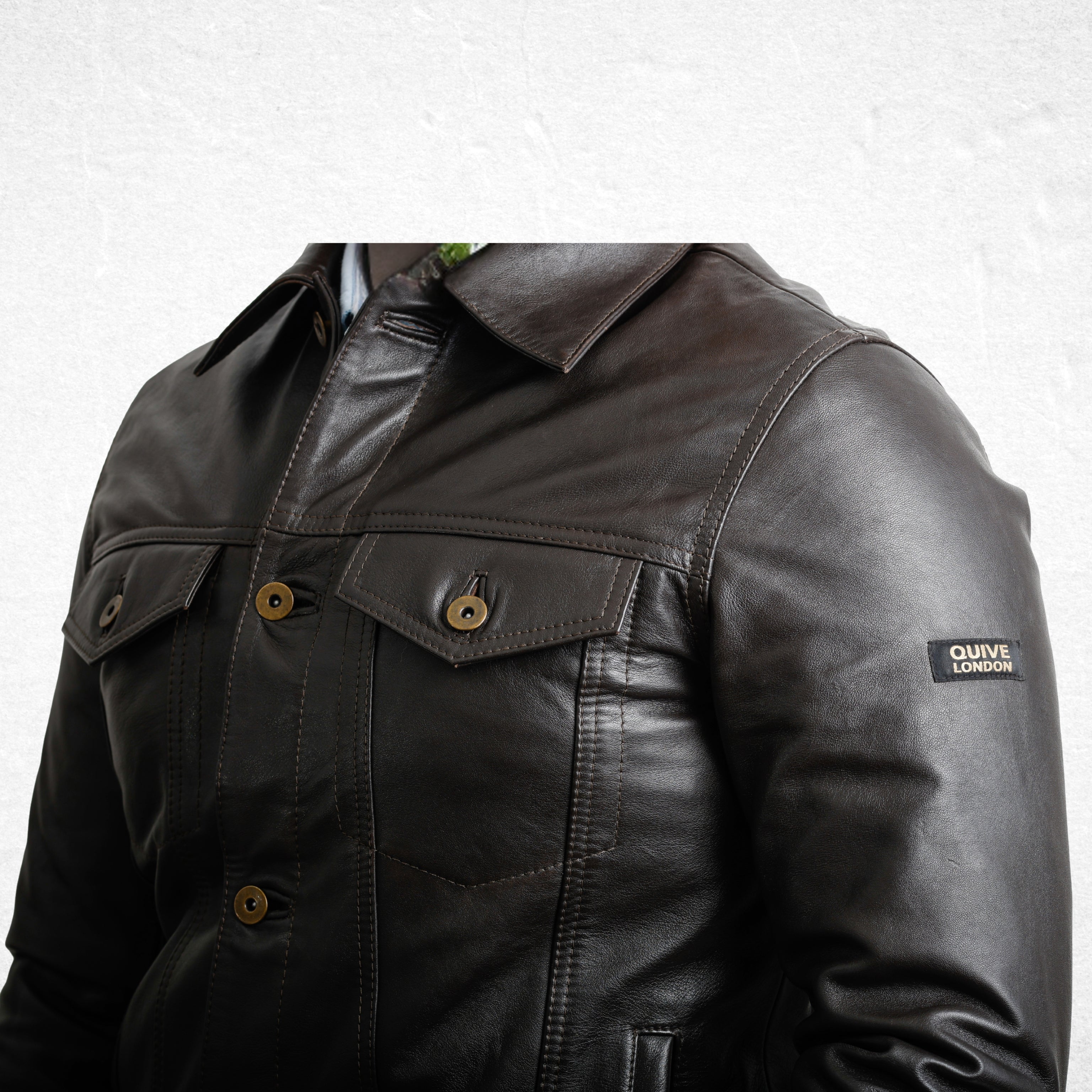 Brown leather jacket premium sheepskin suede