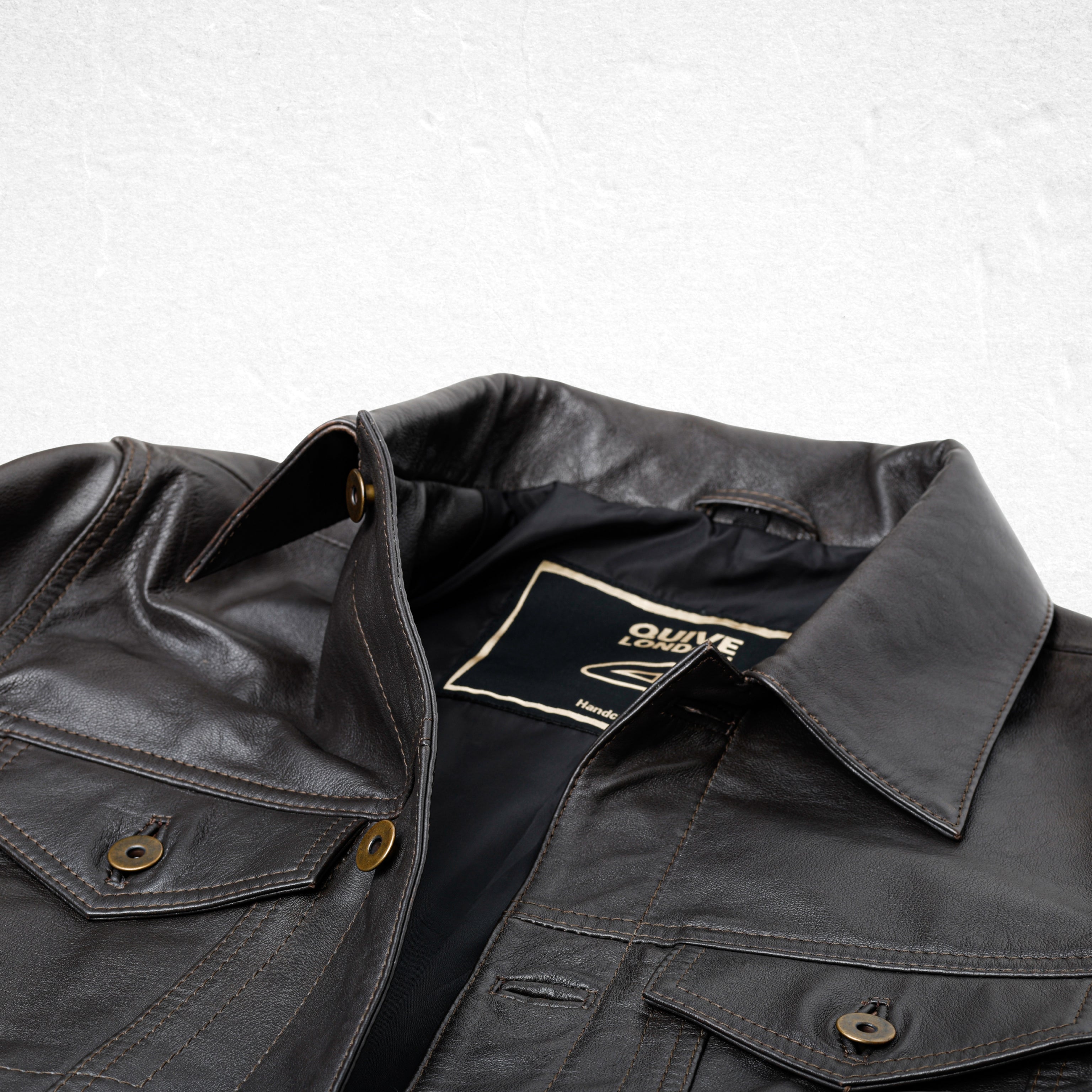 Brown leather jacket premium sheepskin suede