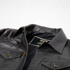 Brown leather jacket premium sheepskin suede