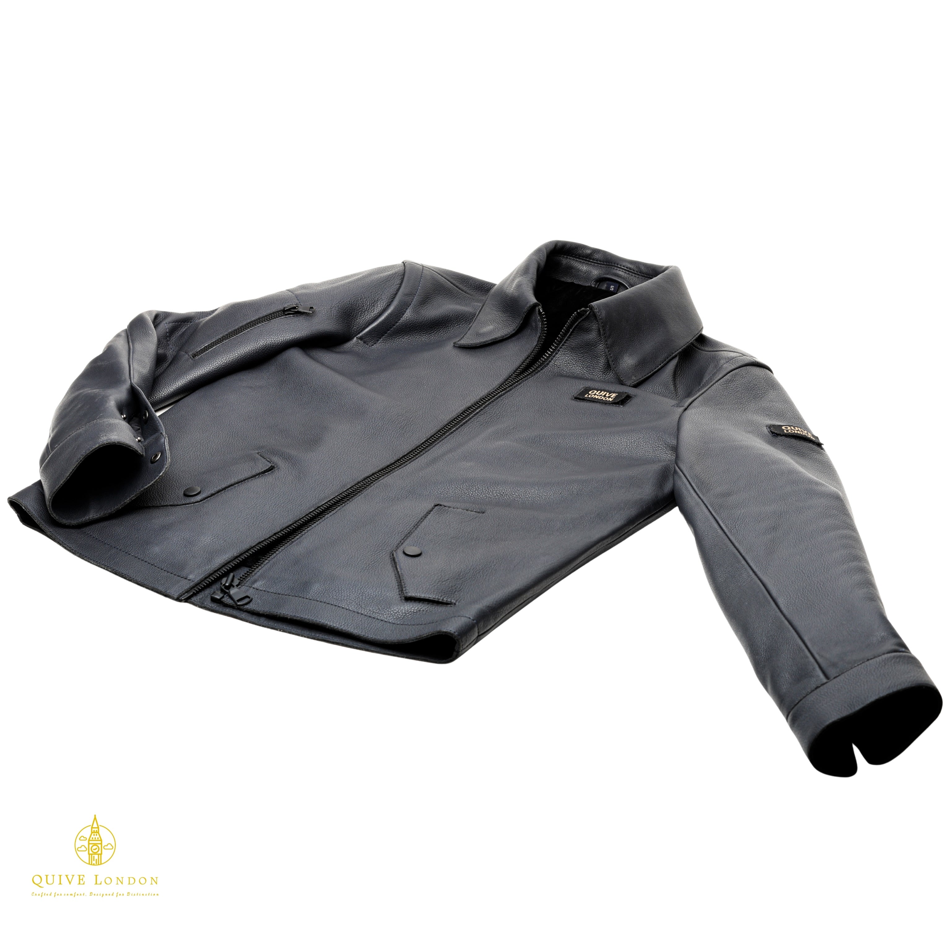Black leather jacket premium sheepskin on a white background