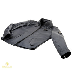 Black leather jacket premium sheepskin on a white background