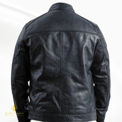 Black leather jacket premium sheepskin suede on a white background