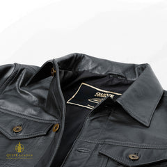 Black leather jacket premium sheepskin suede