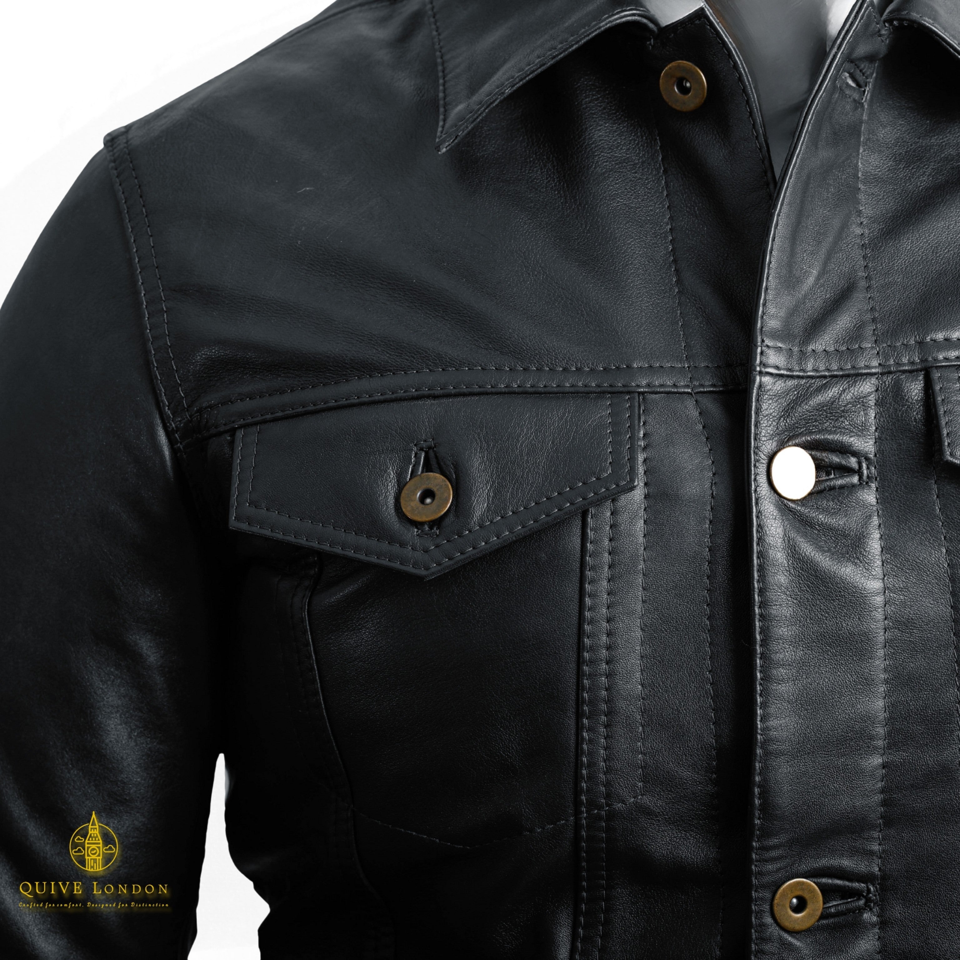 Black leather jacket premium sheepskin suede