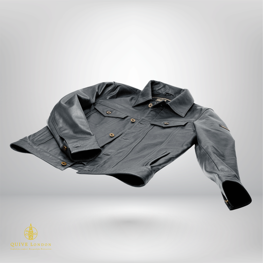 QUIVE LONDON Overshirt Men's Premium Full Grain Leather Jacket