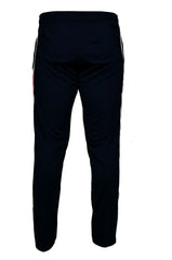 tracksuit bottoms, joggers, men's clothing, fashion, sale, SEGA, black, clothes for men, summer 2020 collection, cheap tracksuit, bottoms, lower, joggers, cotton, fabric, sports, image is back facing centre of black and red striped tracksuit bottoms, red, striped, leisurewear