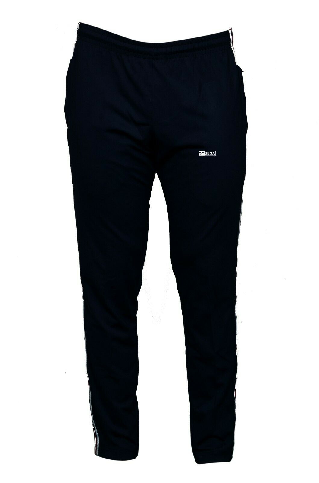 tracksuit bottoms, joggers, men's clothing, fashion, sale, SEGA, black, clothes for men, summer 2020 collection, cheap tracksuit, bottoms, lower, joggers, cotton, fabric, sports, image is front facing centre of black and red striped tracksuit bottoms, red, striped, leisurewear