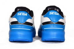 blue, white, black, two toned, kids, children, boys shoes, children's shoes, children's trainers, kids shoes, kids trainers, for kids, for trainers, for kids, multicoloured, multicolored, SEGA SHOES, SEGA SPORTS, SEGA ACTIVE , Image of SEGA Active in its blue & white variation from the back,