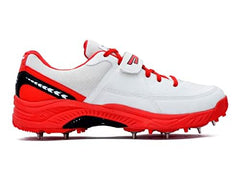 Sega Reach Performance Cricket Shoes Metal Spikes Cricket Boots for Men Grey & Red Sports Training Outdoor Sneakers Optimal Traction Comfortable Fit Shock Absorption Breathability