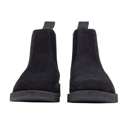 Black QUIVE London Mayfair suede Chelsea boots, front view