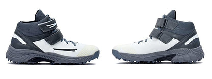 QUIVE SEGA Bold B-40 Cricket Moulded Studs Shoes in white and grey, pair view, image 7