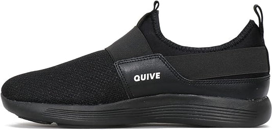 Quive Black Walking and Running Trainers Lightweight Sports Shoes Unisex