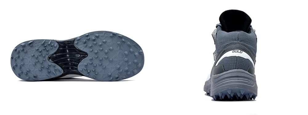 QUIVE SEGA Bold B-40 Cricket Moulded Studs Shoes in white and grey, pair view, image 8