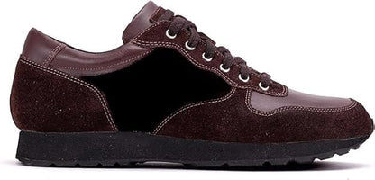 Burgundy QUIVE London Belgravia leather trainers, side profile