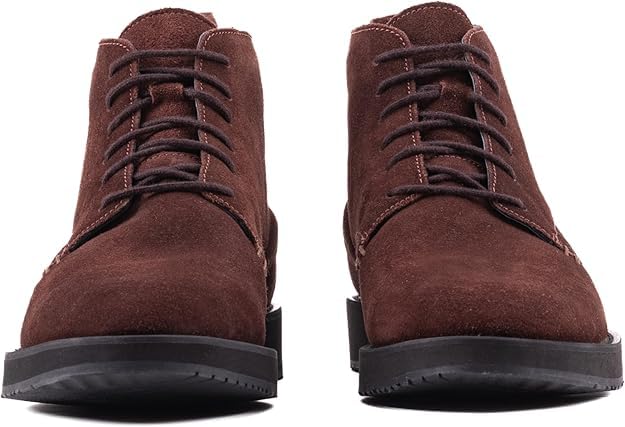 Brown QUIVE London Chester suede chukka boots, front view