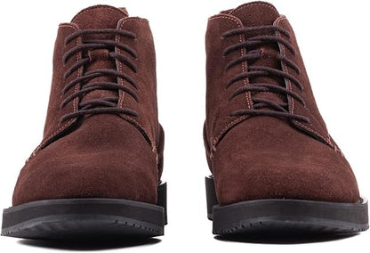 Brown QUIVE London Chester suede chukka boots, front view