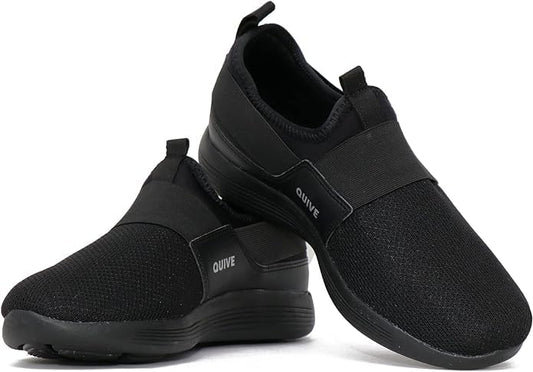 Quive Black Walking and Running Trainers Lightweight Sports Shoes Unisex