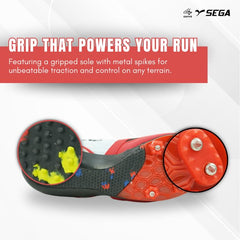 Sega Endurance Metal Running Spikes Shoes, Unisex Track & Field Shock Resistant, Breathable Upper, Light Weight