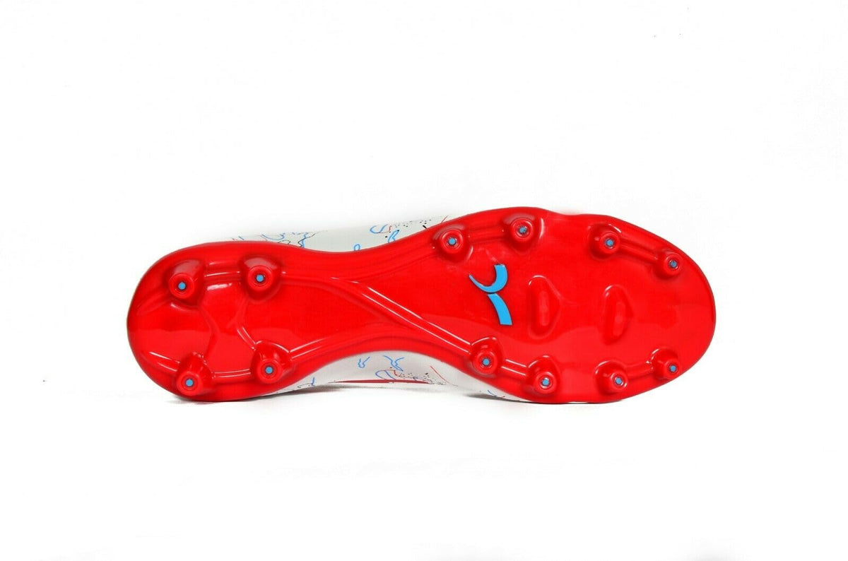 SEGA Cas-7 football boots, red moulded-stud outsole for the multicolour boot